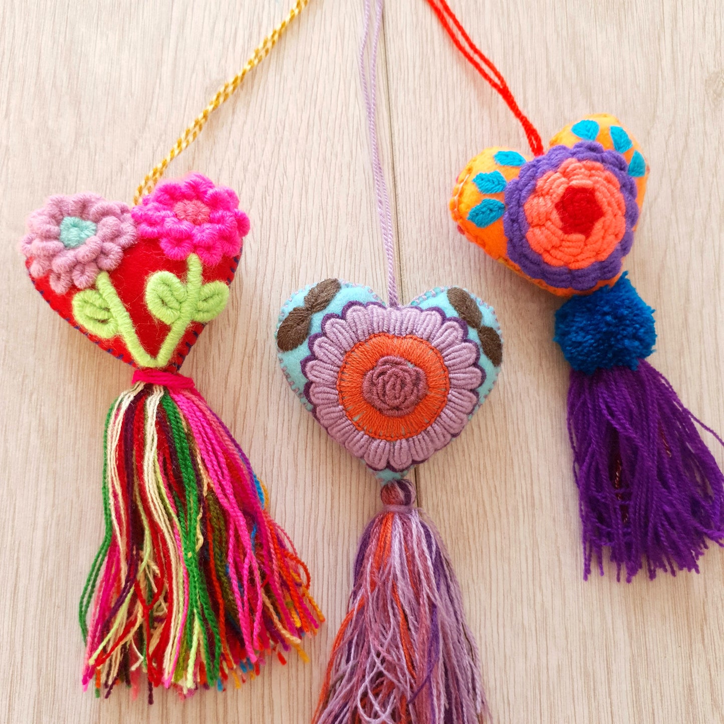 Mexican heart - mini ornaments (Set of 3)