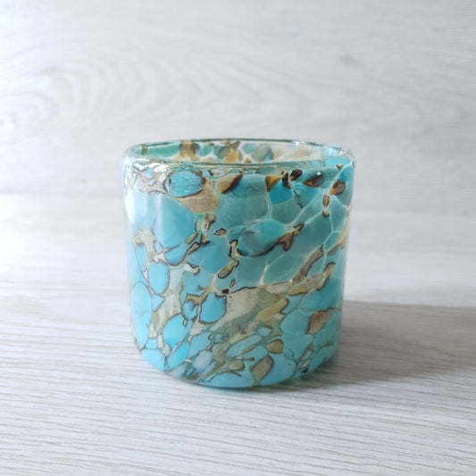 Sirena Turquoise Edition Turquoise & Marble Tumbler / Mexican drinking glass / Hand-blown from recycled glass