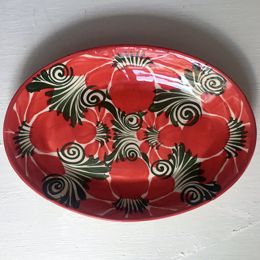 Rosa Red Ceramic Large Oval Plate