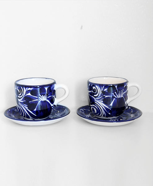 Vicente Blue Ceramic Mug & Saucer